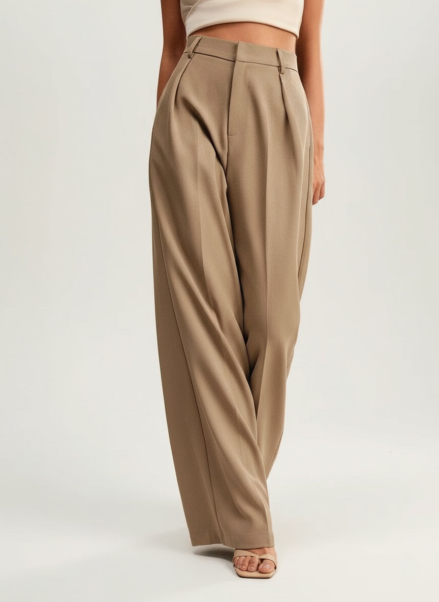 Women's high waist tailored wide leg trousers, perfect for creating stylish and professional outfits.