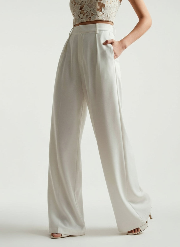Chic tailored high waist wide leg pants for women, enhancing any smart or elegant fashion collection.