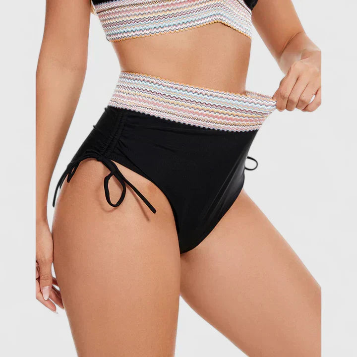 Timeless high-waisted bikini set for women, offering a flattering silhouette for beachwear and poolside elegance.