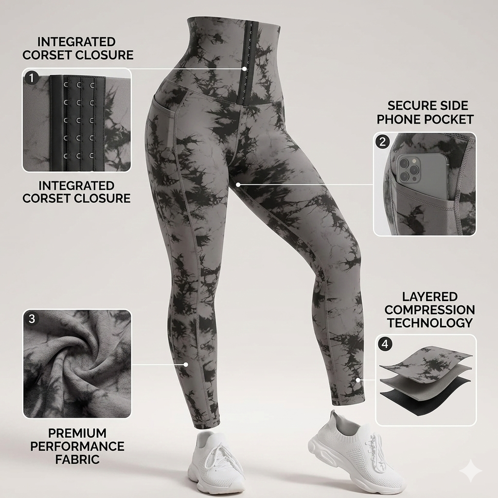 Stylish black high-waisted stretch leggings for women. Comfortable shapewear offering sculpting support for versatile wear.