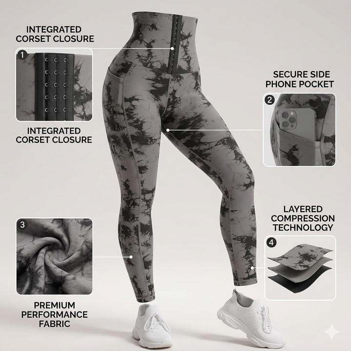 Stylish black high-waisted stretch leggings for women. Comfortable shapewear offering sculpting support for versatile wear.
