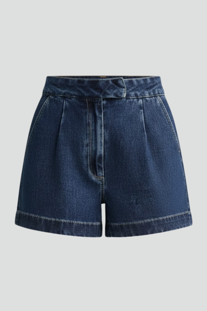 Women's high waisted denim shorts with a rolled hem, perfect for casual summer fashion.