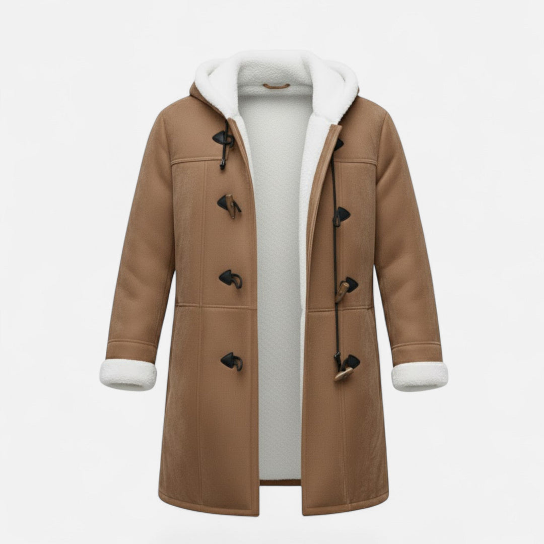 Versatile women's winter coat, hooded button-front with pockets, perfect for stylish outerwear.