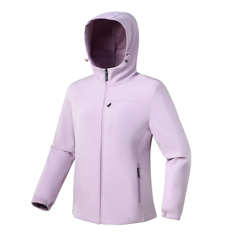 Stylish women's hiking windbreaker jacket, lightweight and hooded, for all outdoor adventures.