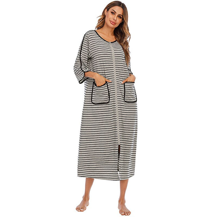 Cozy hooded zip-up loungewear for women, featuring soft fleece fabric and front pockets