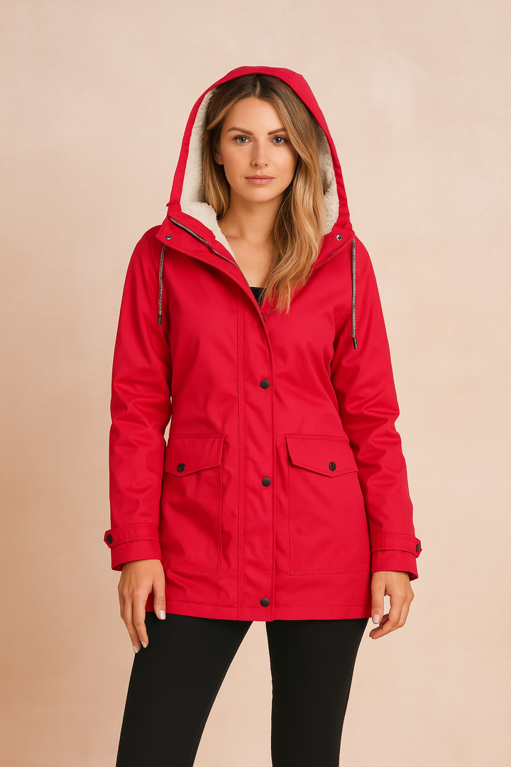 Insulated women's parka, hooded design for winter warmth. Cozy outerwear, perfect for casual everyday wear.