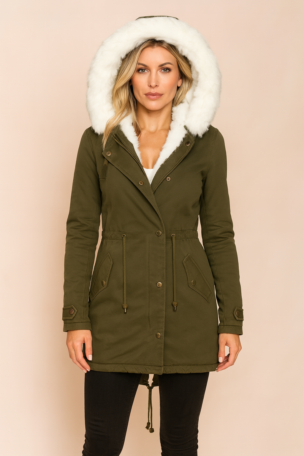 Stylish women's hooded parka jacket. Insulated for superior warmth & protection against cold. Ideal for daily winter wear.