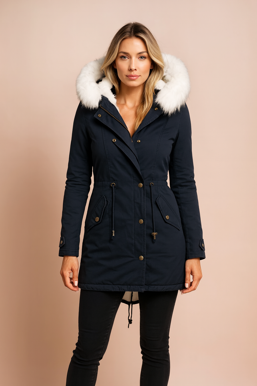 Ultimate warmth with this women's insulated winter parka jacket. Long, hooded design for cold weather outdoor apparel.