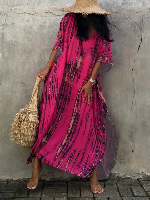 Women's Janne caftan maxi dress, suitable for vacation, beach, and summer wear.