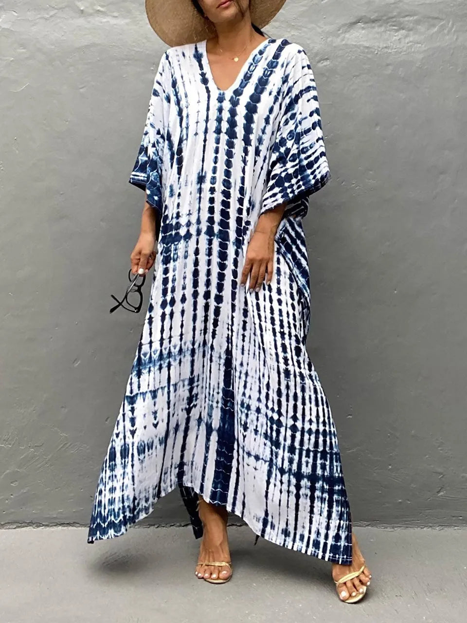 Bohemian summer maxi dress, Janne caftan style for women's casual wear.