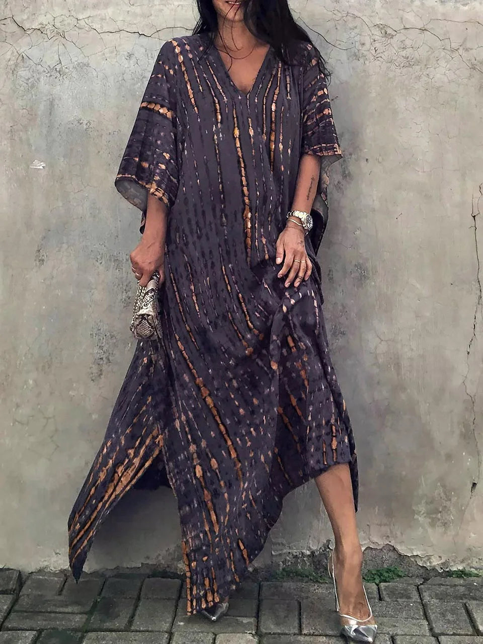 Women's Janne maxi dress, a loose fit caftan perfect for summer beachwear and vacations.