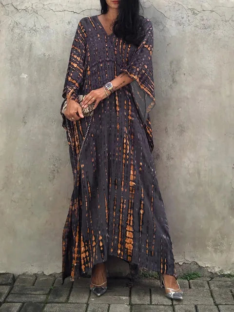 Janne caftan maxi dress, a stylish printed beachwear option for women.