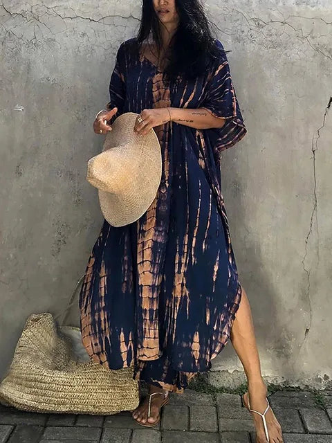 Printed Janne maxi dress, a comfortable and casual women's summer outfit.