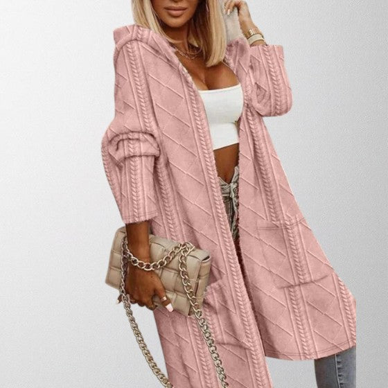 Johani knit hooded long sweater for women, ideal for a stylish and comfortable look