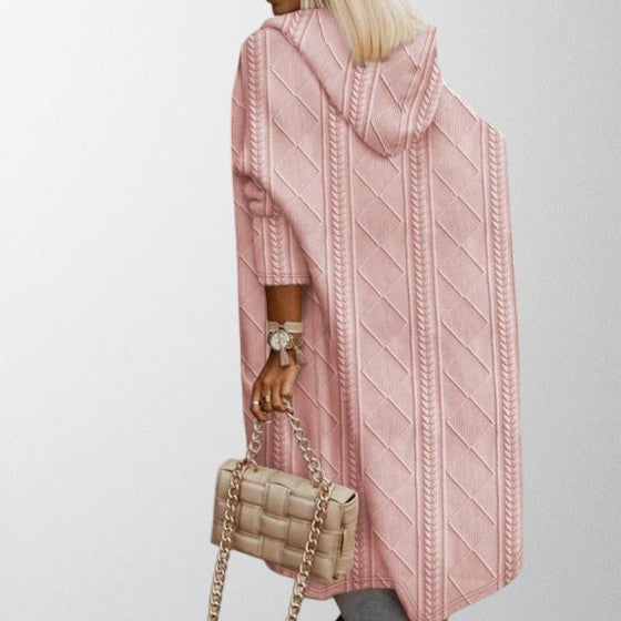 Fashionable women's long hooded cardigan, versatile casual knitwear outerwear