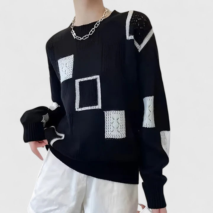 Winter fashion women's knit sweater featuring a chic openwork and round neck