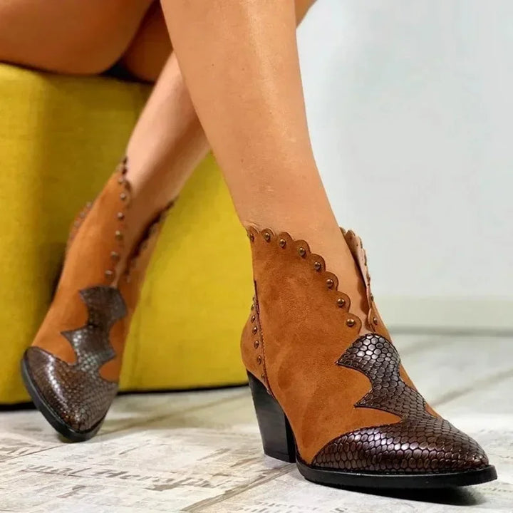 Women's lace-up cowboy boots, pointed toe, for versatile western style & comfortable fashion.