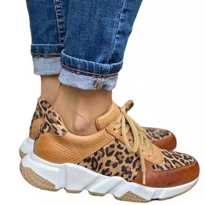Leopard print lace-up women's sneakers, trending spring fashion for everyday wear