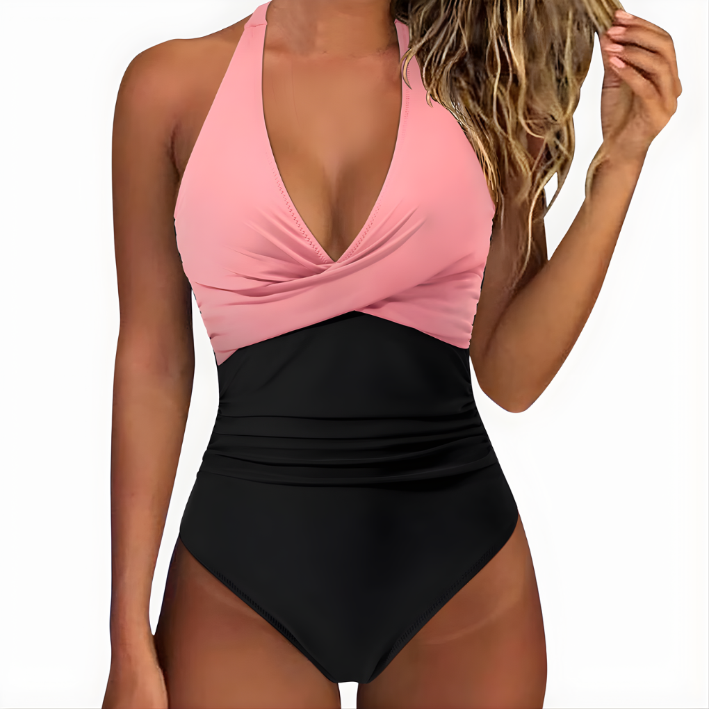 Women's versatile light control pleated one-piece swimsuit, for all summer activities