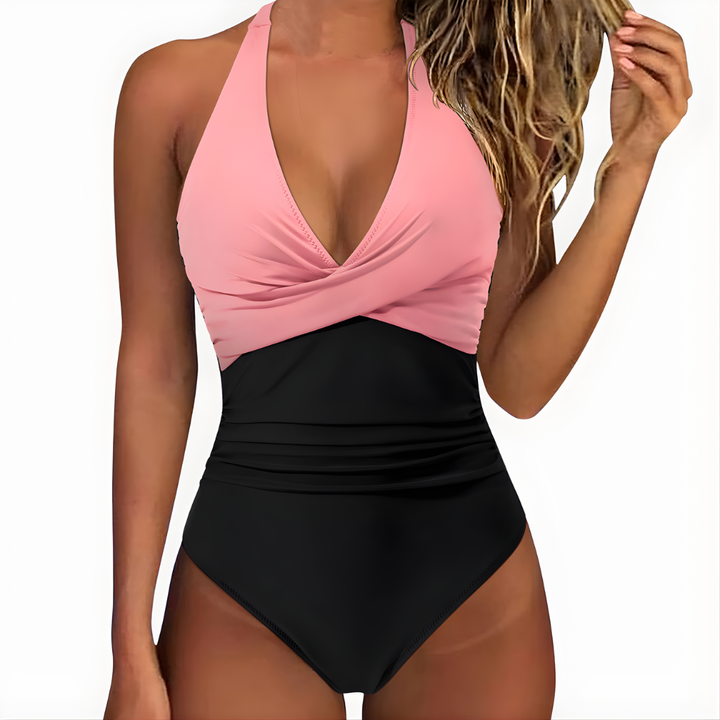 Women's versatile light control pleated one-piece swimsuit, for all summer activities