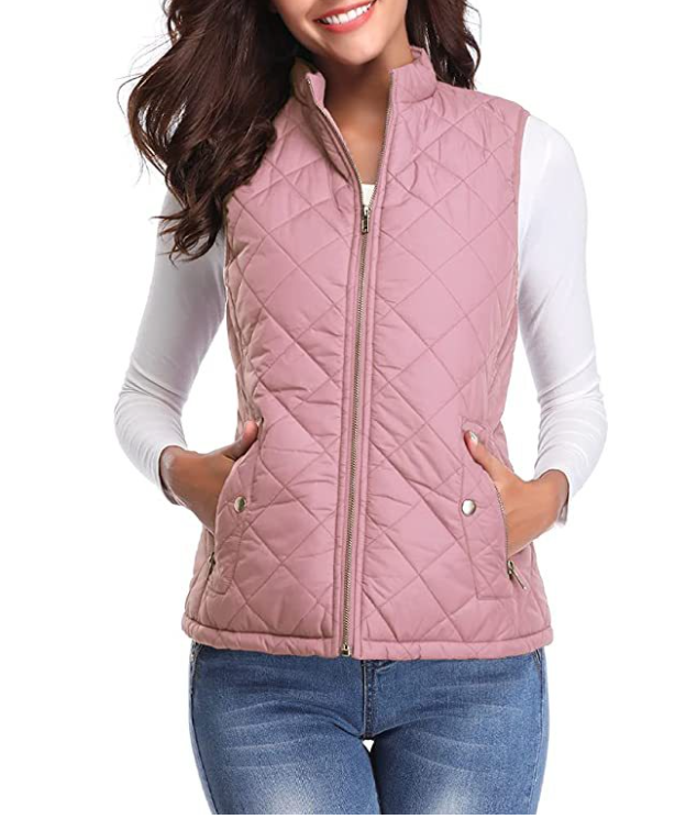 Women's lightly padded stylish everyday vest for comfortable autumn/spring layering outerwear.