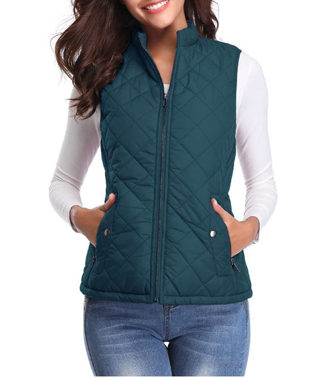 Comfortable women's vest, lightly padded & stylish for cozy everyday wear & transitional outerwear.