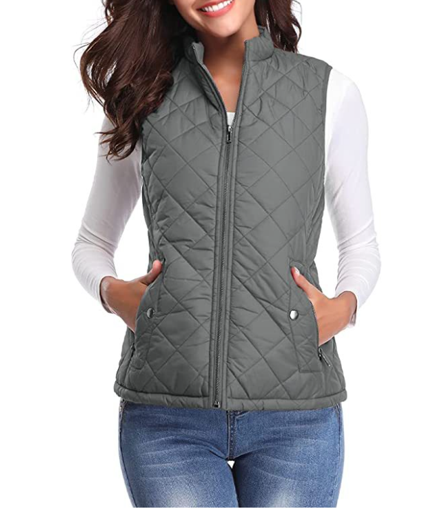 Cozy women's padded vest, perfect for transitional weather, comfortable fashion, and casual layering.