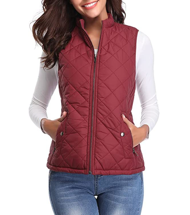 Versatile women's padded vest for stylish layering, ideal for transitional autumn/spring outerwear.