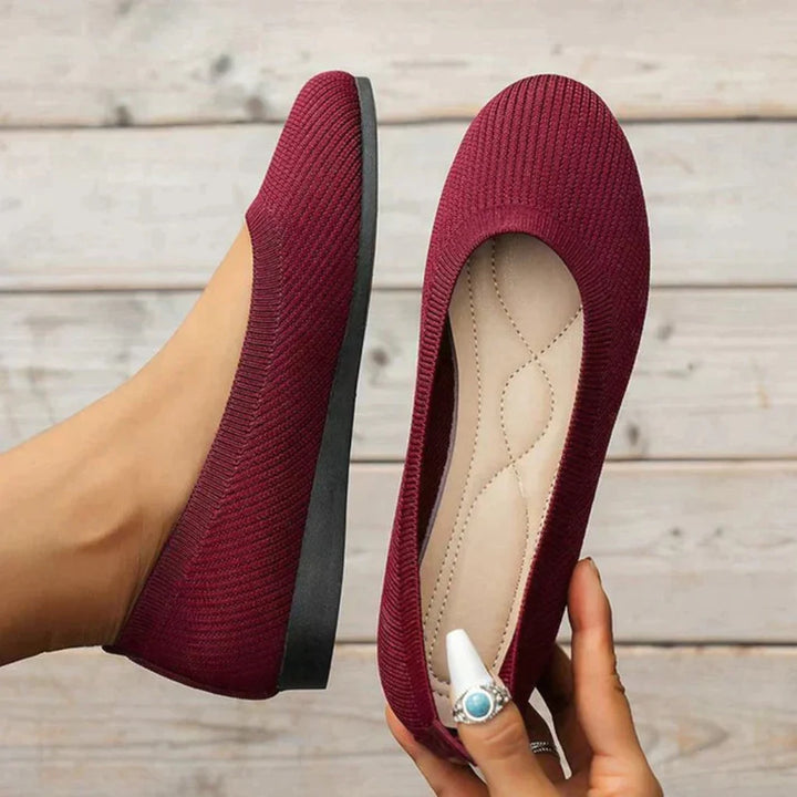 Close-up of the mesh fabric on women's lightweight orthopedic summer shoes, highlighting breathability.