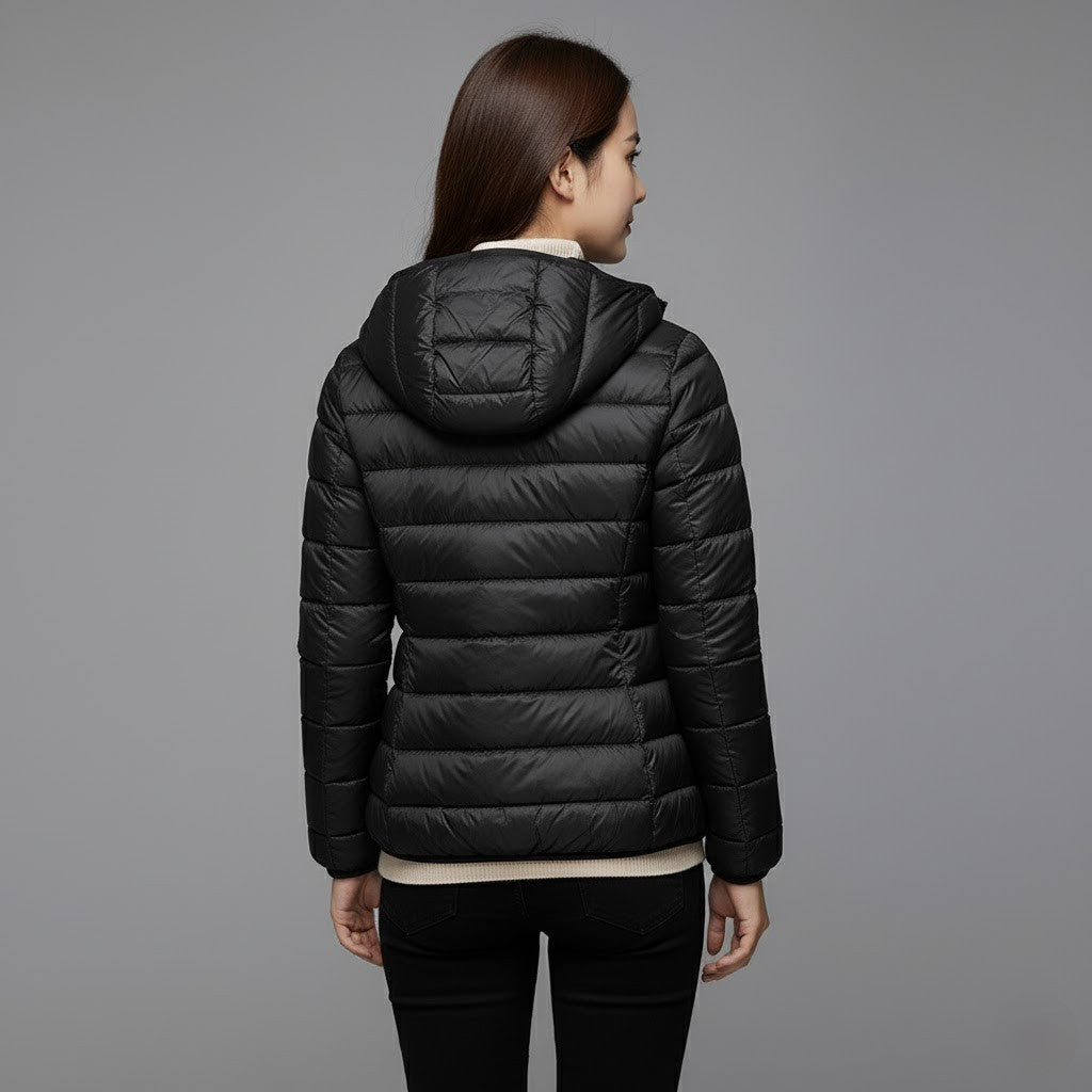Women's insulated puffer jacket, featuring a comfortable and stylish stand collar