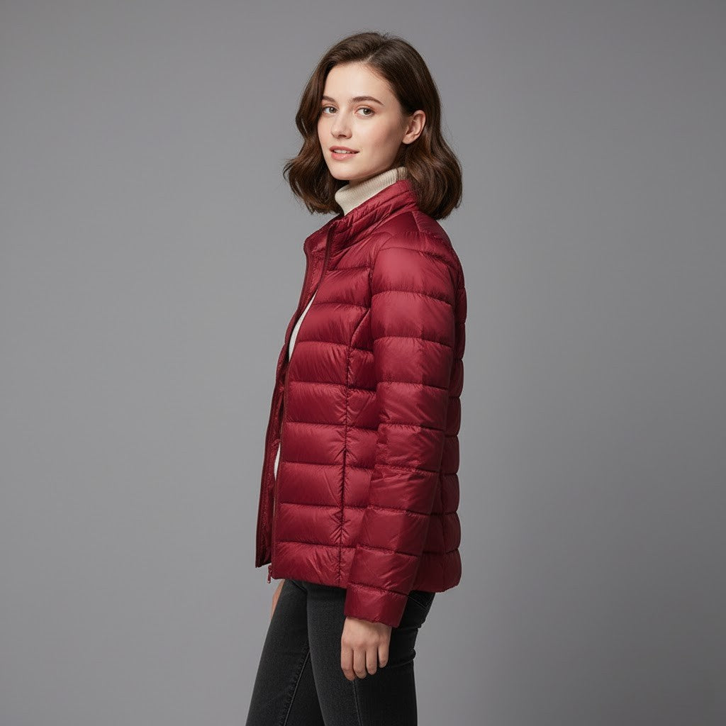 Warm women's insulated jacket, lightweight design for freedom of movement