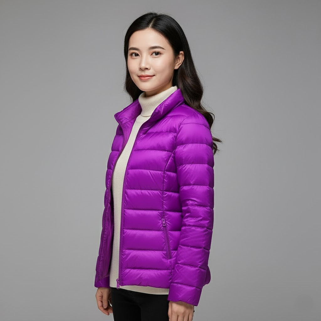 Insulated women's winter jacket, making a fashion statement in cold weather
