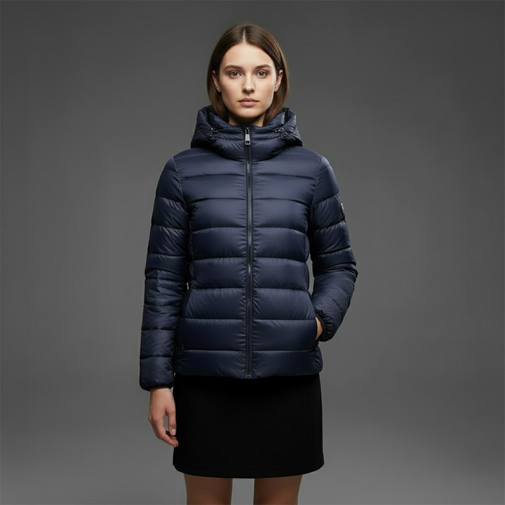 Stylish women's hooded puffer jacket, perfect lightweight winter coat for casual wear