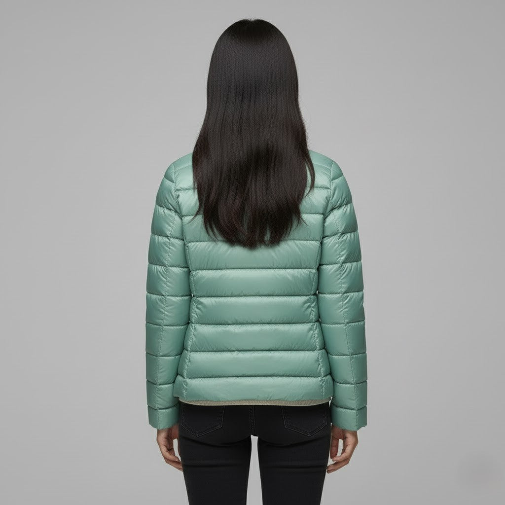 Lightweight women's puffer jacket, essential for layering in autumn and winter