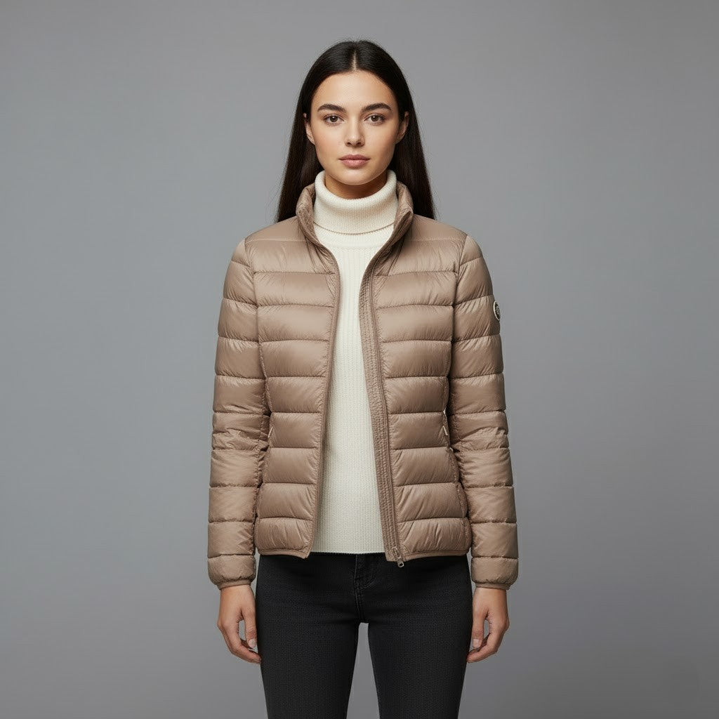 Casual wear women's jacket, a lightweight hooded puffer for everyday use