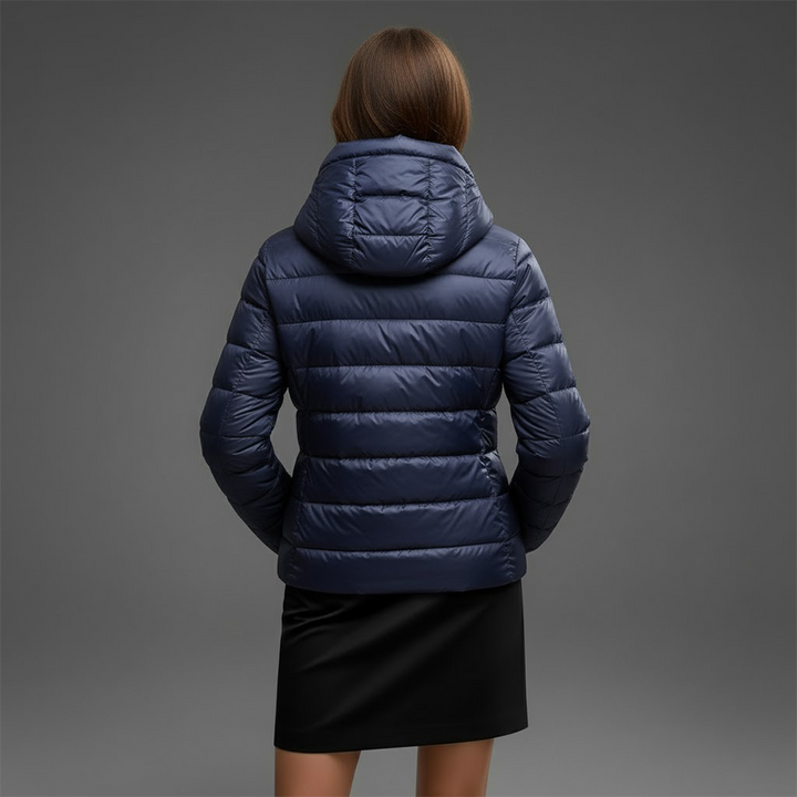 Lightweight women's puffer jacket in black, a versatile and stylish winter coat option