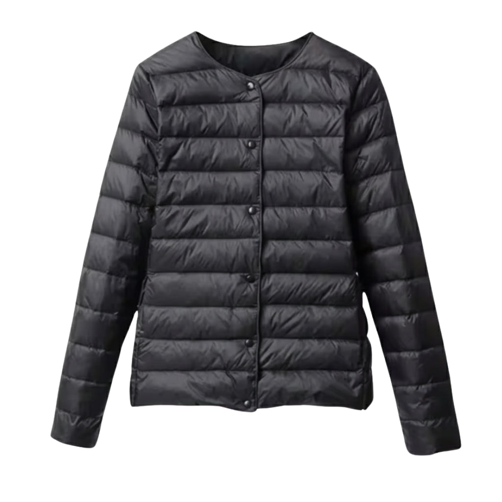 Women's casual spring jacket, a lightweight quilted puffer in an attractive fashion color