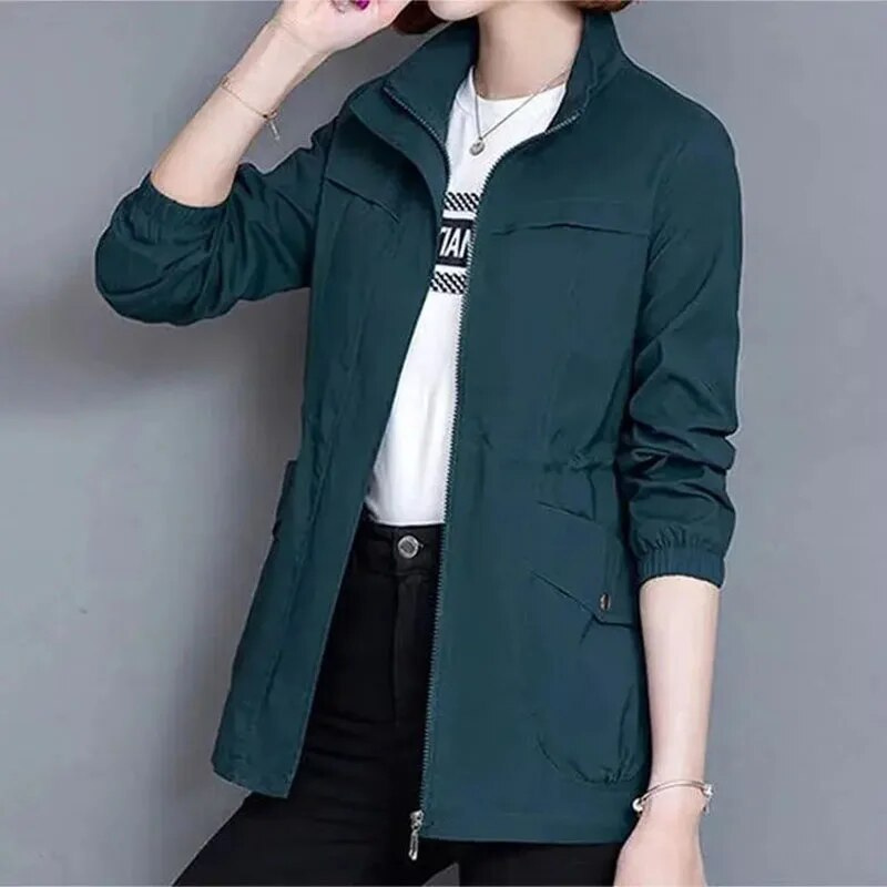 Fashionable women's lightweight short jacket. Essential outerwear for spring, summer, and autumn casual outfits.