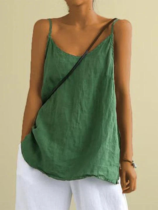 Effortless women's spaghetti strap tank top, ideal for vacation outfits and summer comfort.