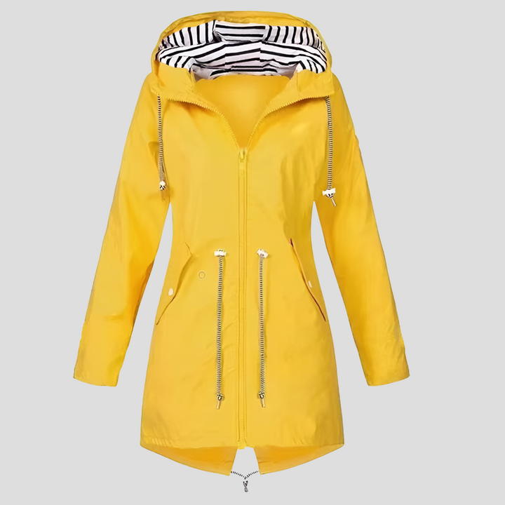 Women's lightweight water-resistant hooded jacket in navy, ideal for spring outerwear or fall travel.