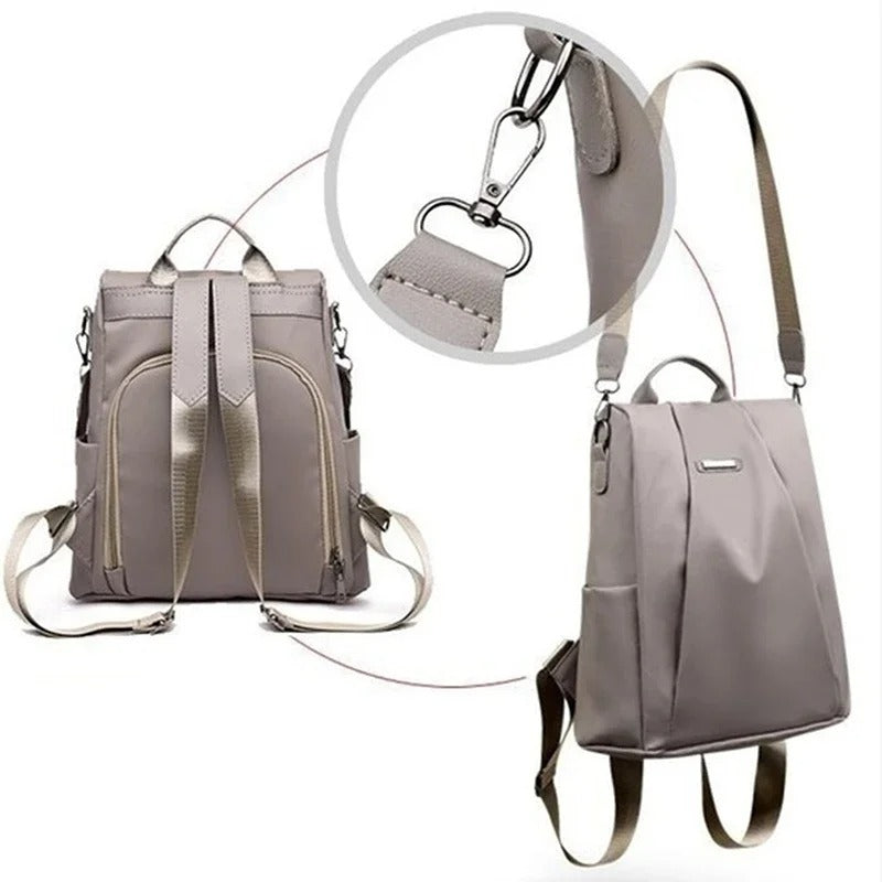 Stylish women's lightweight nylon travel backpack, easily converts for versatile multi-way carrying options.