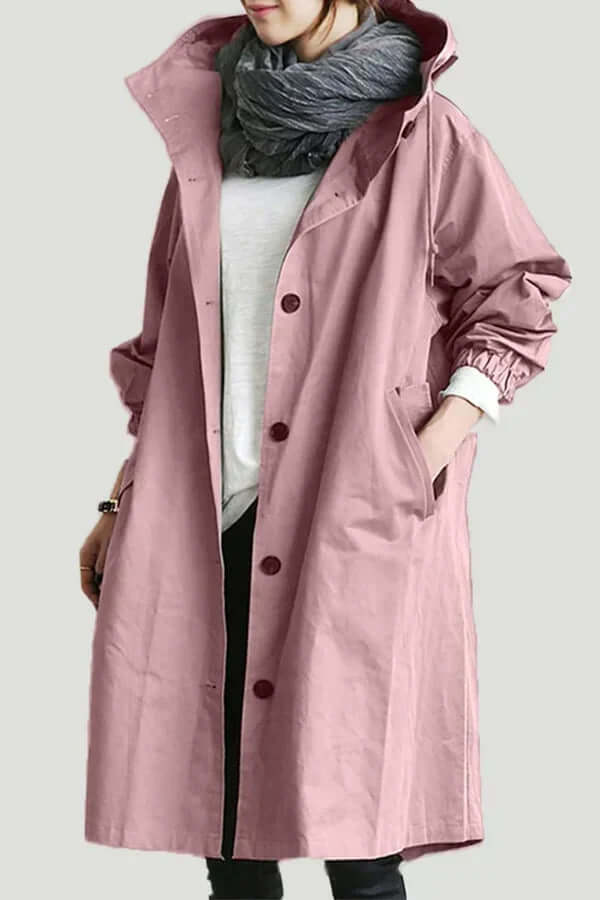 Stylish women's waterproof rain jacket. Lightweight & packable, ideal for travel and fashion.