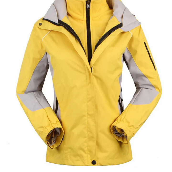 Beige women's lightweight waterproof windbreaker, a versatile casual and athletic jacket for all seasons.