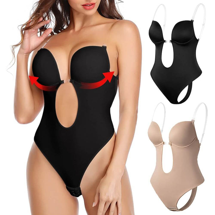 Women's Lizy Deep V backless body shaper for flawless curves, seamless tummy control, and invisible support.