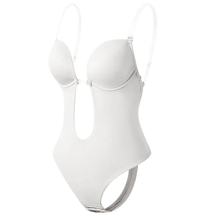 Seamless deep V backless body shaper for women, offers firm tummy control & a smooth, sculpted silhouette.