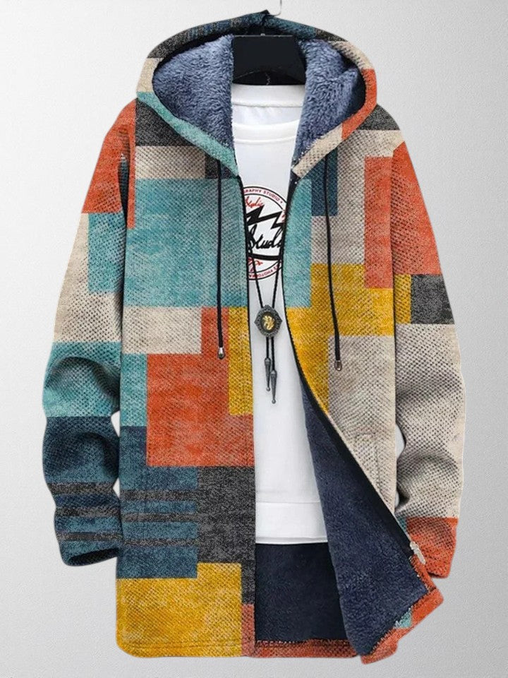 Bohemian women's long sleeve cardigan with a unique and eye-catching geometric pattern