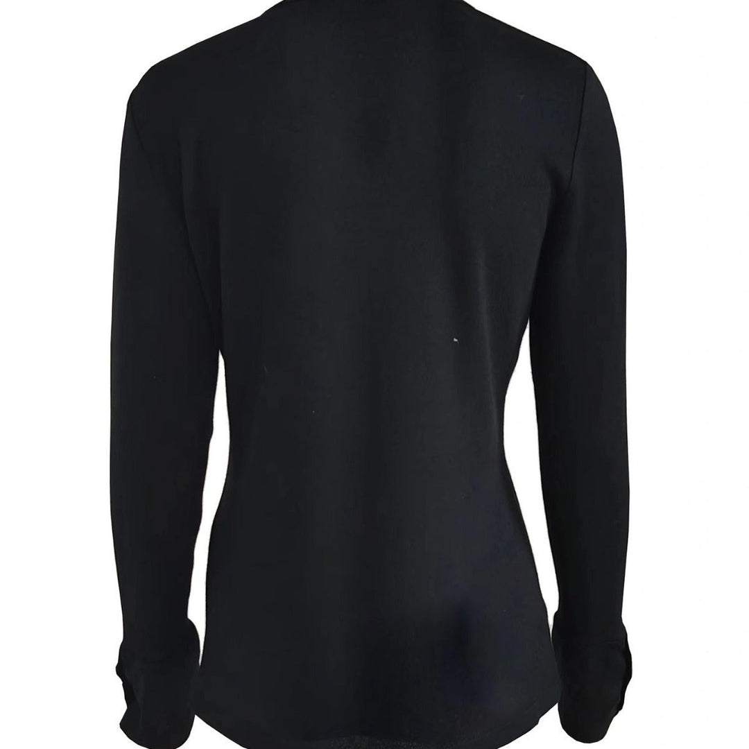 Stylish women's long sleeve V-neck top with button accents, a comfortable and versatile piece for any wardrobe.