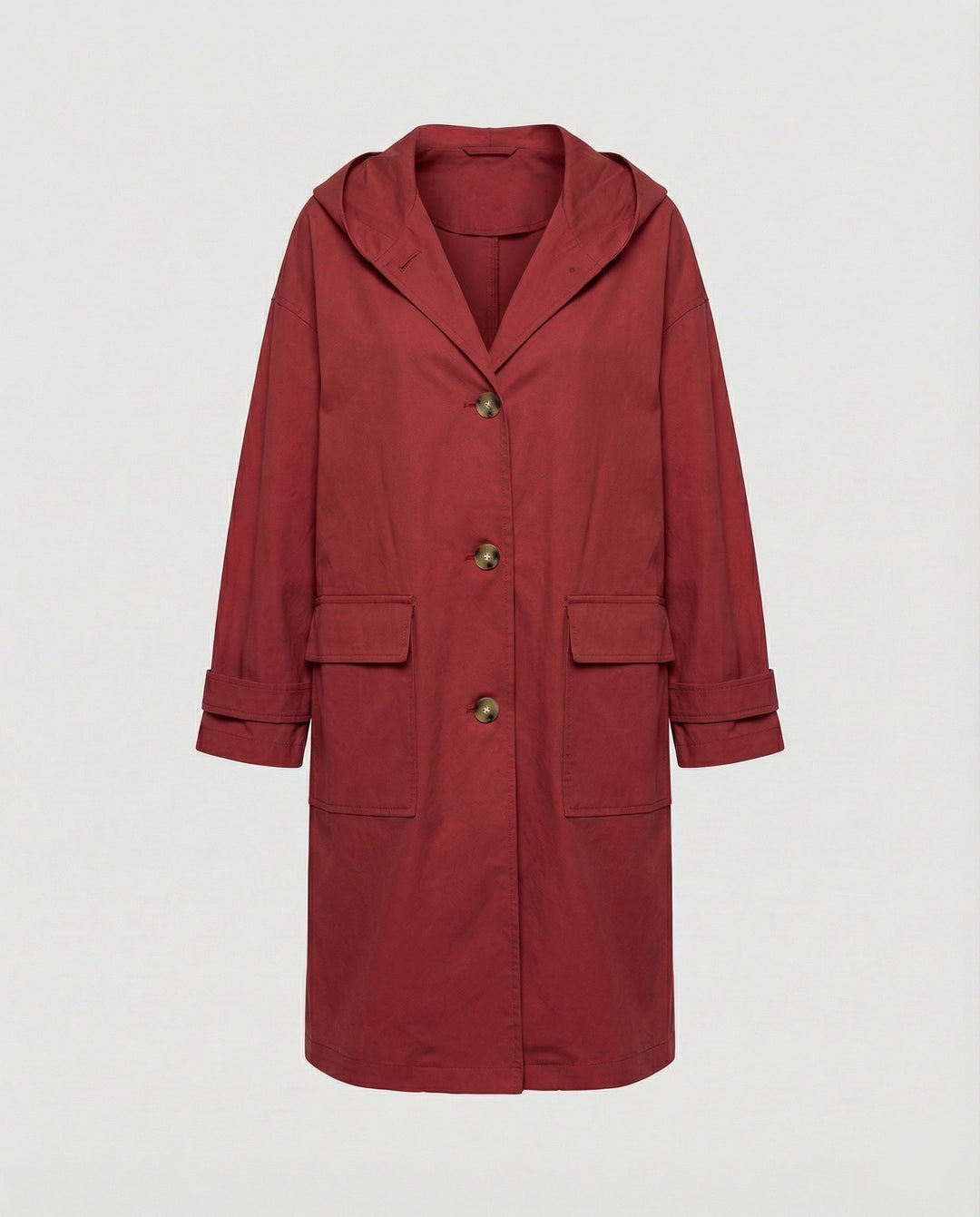 Women's long waterproof windproof trench coat. All-season classic elegant outerwear for chic fashion & rain protection.