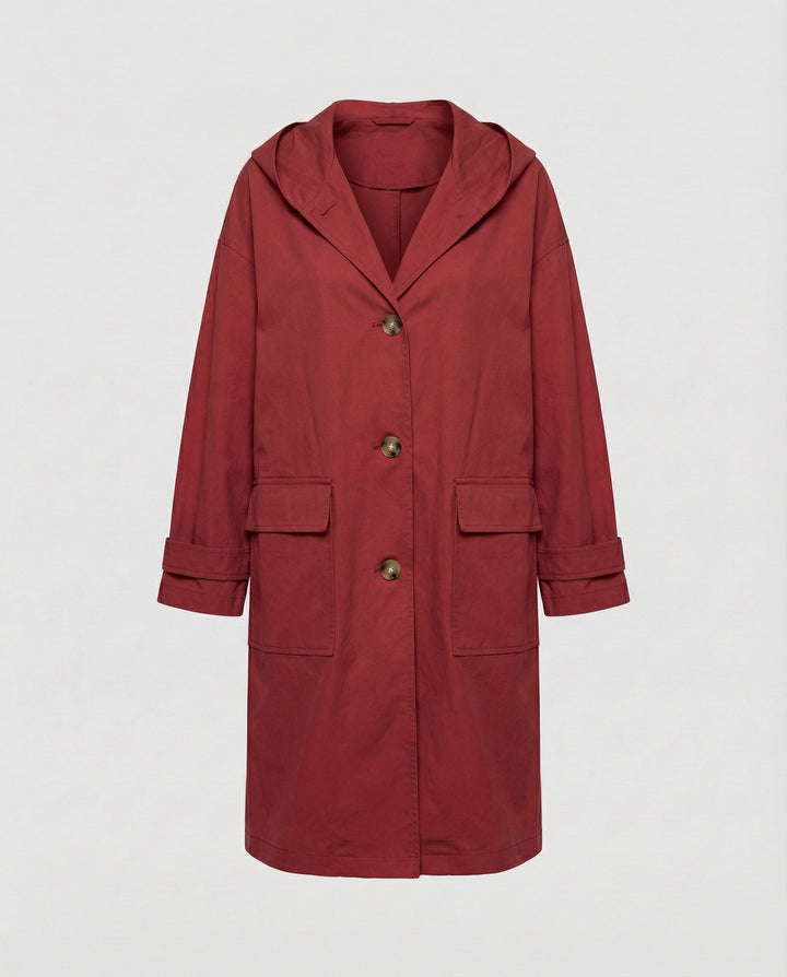 Women's long waterproof windproof trench coat. All-season classic elegant outerwear for chic fashion & rain protection.