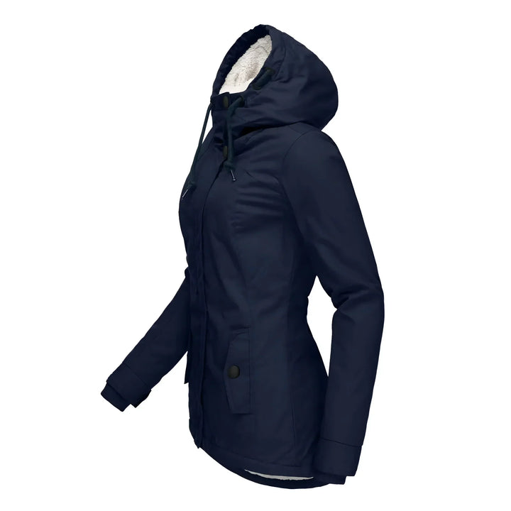 Chic women's long winter coat, fully waterproof with a comfortable fleece interior.